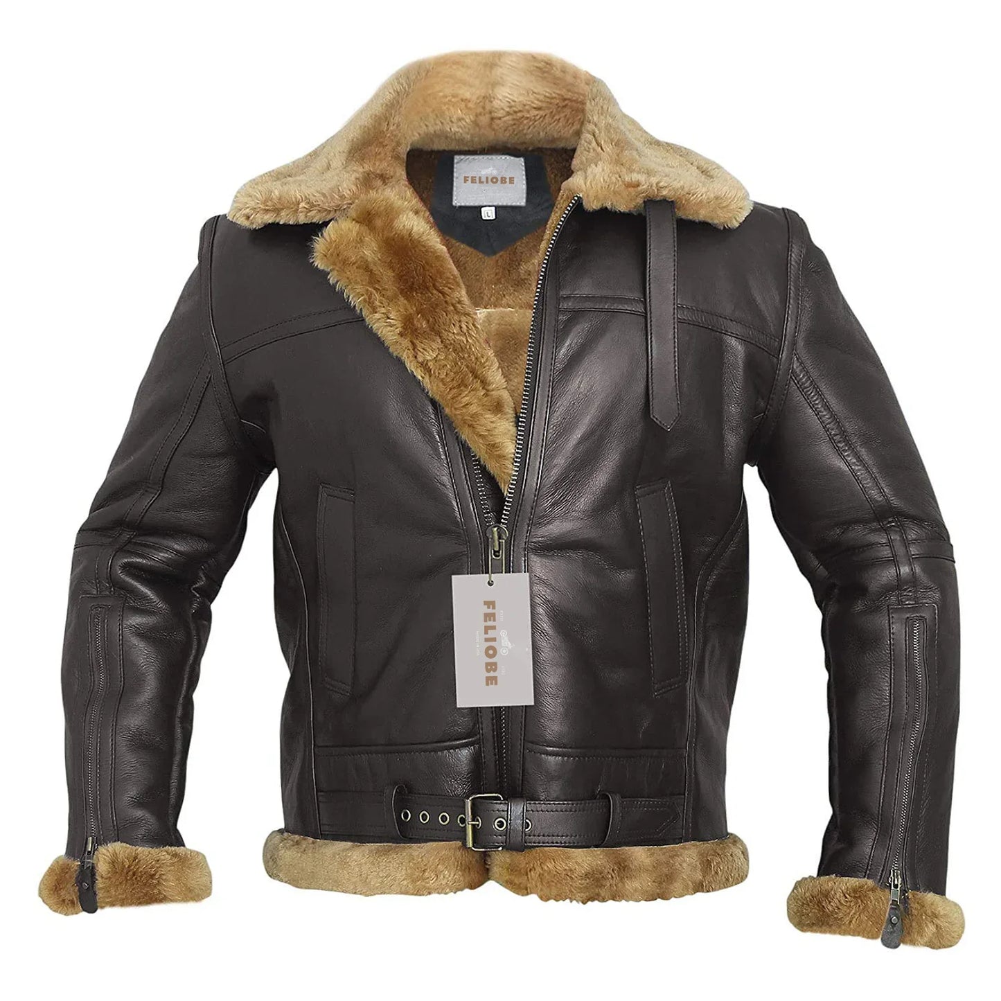 Ginger Real Shearling Schafsfell Leder Bomberjacke