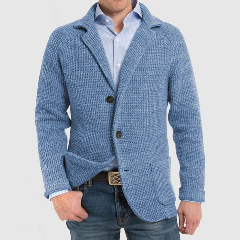 Langärmelige Strickjacke mit modischer Klappentasche für Herren