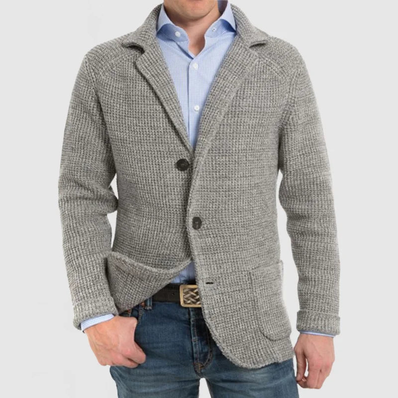 Langärmelige Strickjacke mit modischer Klappentasche für Herren