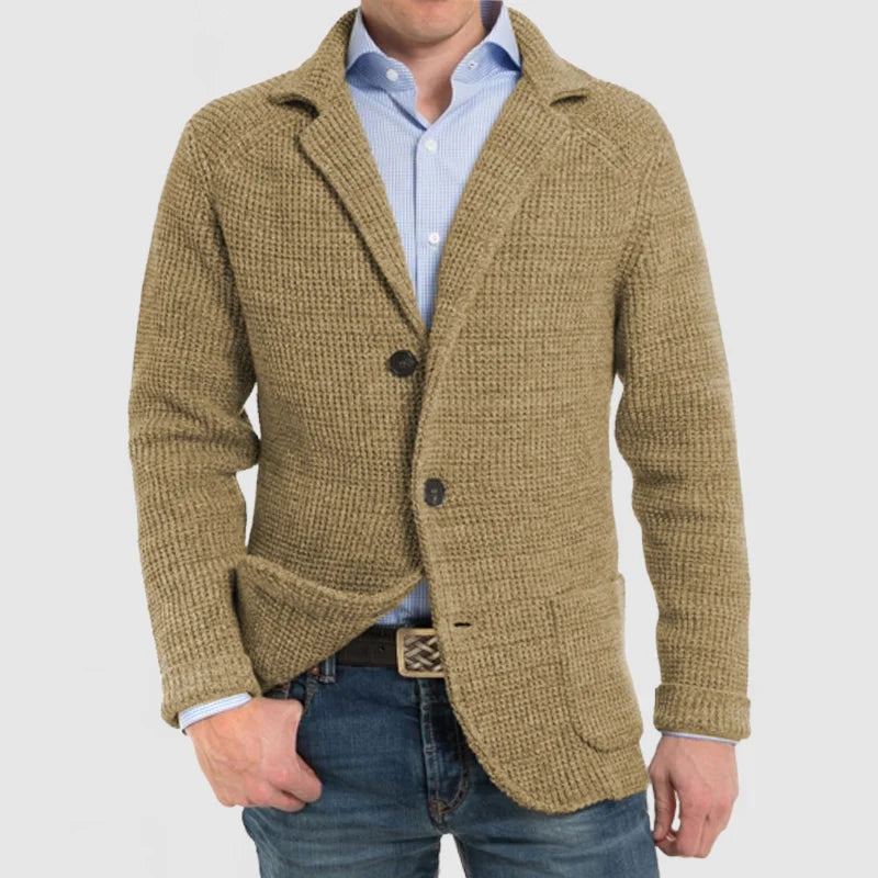 Langärmelige Strickjacke mit modischer Klappentasche für Herren